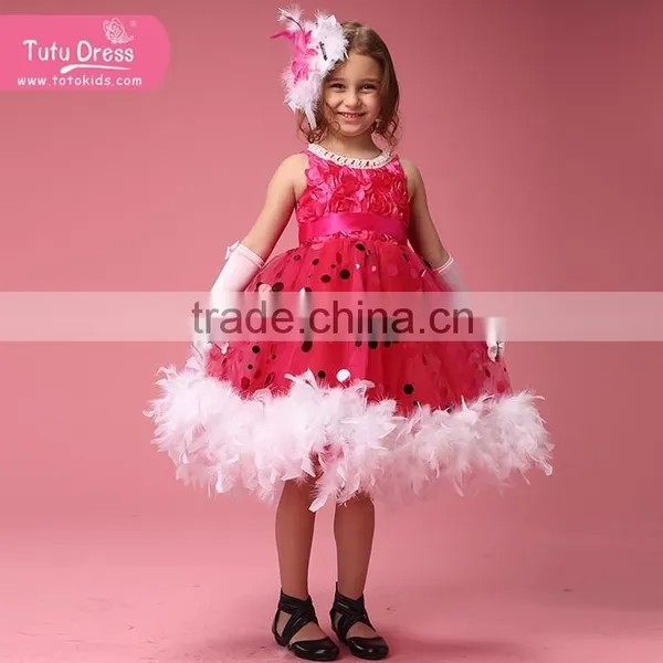 Hot Sale Girl Feather Tutu Dress Pageant Dress Girls Feather Dress photo-6