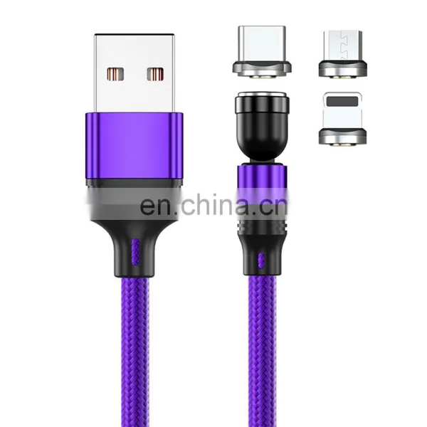 Wholesale 3 in 1 Phone Cable 540 Rotation Fast Charging Magnetic 3 In 1 Usb Charging Cable Type C Data Cable photo-2
