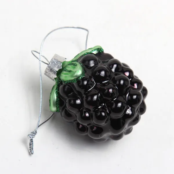 Wholesale Price Personalized Xmas Hanging Ornaments Custom Collectible Hand Blown Glass Purple Raspberry Fruits Christmas Tree Decorations