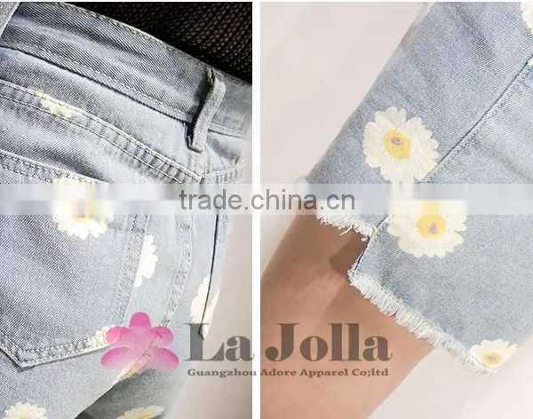 2016 Summer Ladies Short Trousers New Fashion Printing Jeans 242J photo-3
