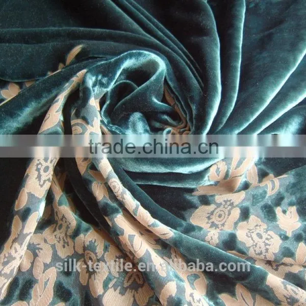 Deco Print and Burn Out Silk Visco Velvet Fabric photo-6