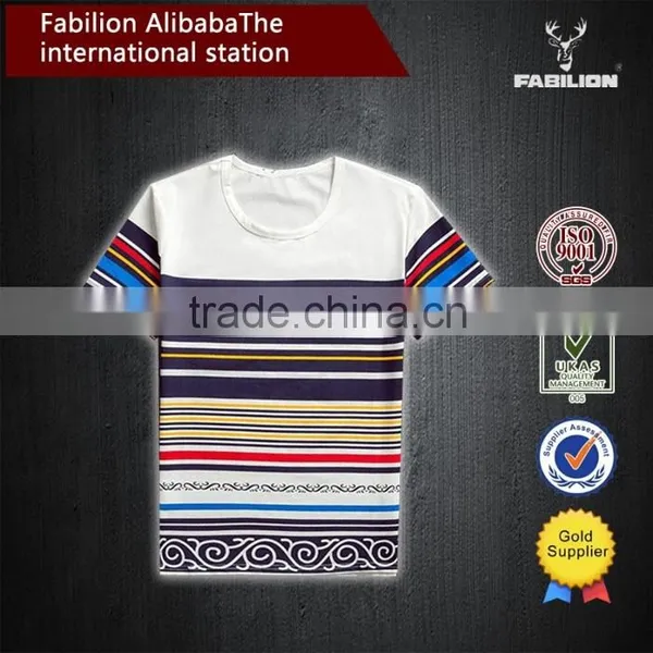 The 2016 Summer Printed the New Men's Short Sleeve T-shirt for Colourful Stripe t Shirt photo-2