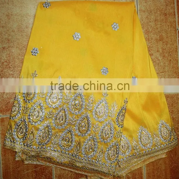 2015 Beautiful Indian George Lace Fashional Flowers With Sequins Design for Party Dress photo-4