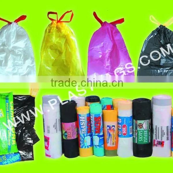 Hdpe Plastic Drawstring Garbage Bags