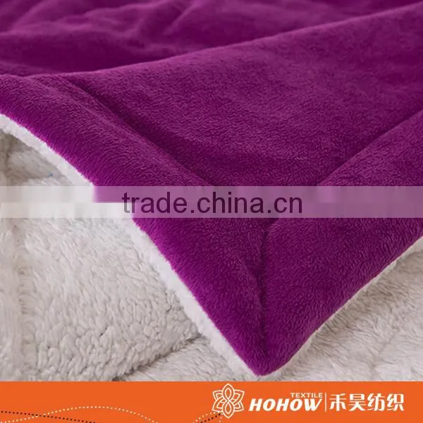 100% Polyester Fiber Blanket Purple Flannel Warm Plain Blankets photo-4