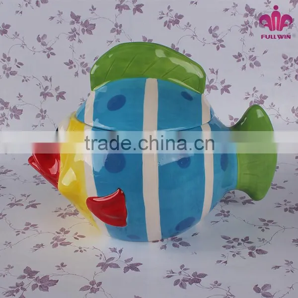 Promotional Ceramic Storage Jar Canister With Fish Shape photo-3