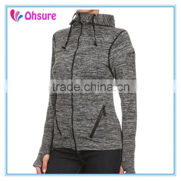90% Nylon 10% Spandex Zipper up Yoga Jacket Sports Wear Gym Jacket photo-3