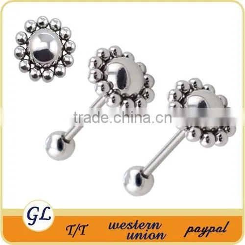 TR01018 Stainless Steel Piercing Tongue Ring , Black Dice Tongue Jewelry photo-4