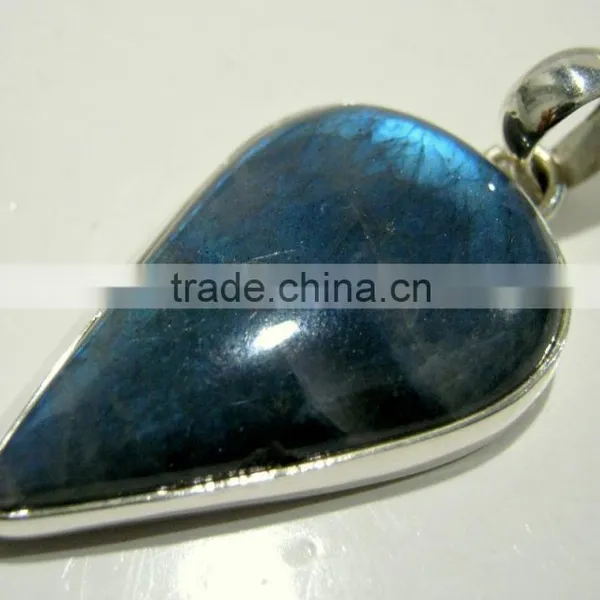 Labradorite Pear Cabochon Natural Gemstone Pendant, 925 Solid Sterling Silver Pendants, Designer Bezel Pendant photo-3