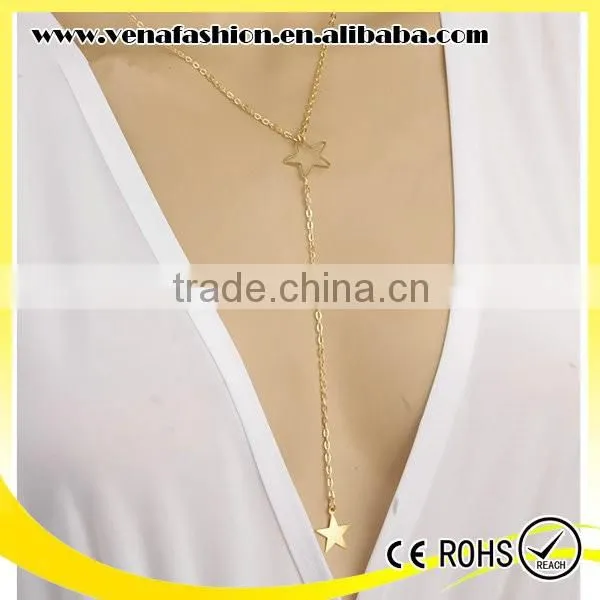 Star Gold Long Necklace Jewelry, Long Tassel Necklace photo-2