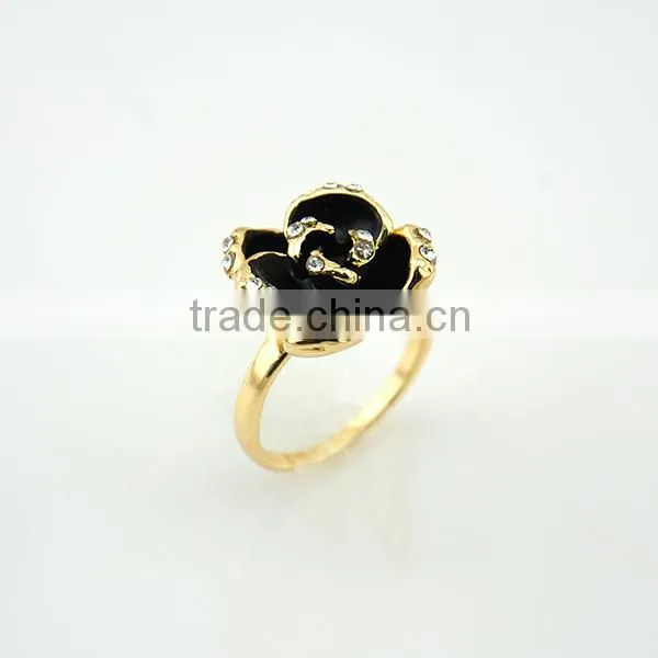 Women Accessories Gold Engagement Flower Ring With Crystal photo-3