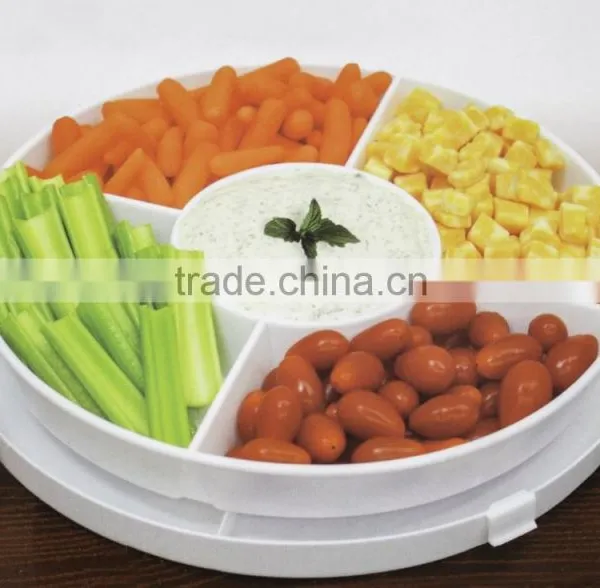 4-in-1 Portable Plastic Party Platter With Lid - Cupcake Carrier / Egg Holder / Veggie Tray / Chip and Dip Server Plate photo-4