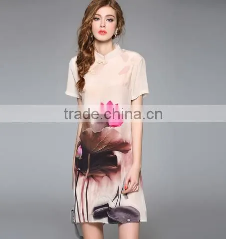2016 Summer New Silk Dress Designer With Western Style photo-2