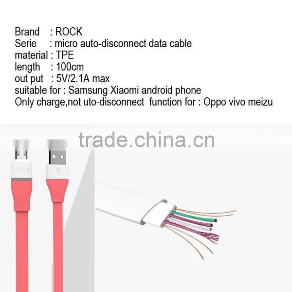Original Rock Micro Auto-disconnect Data Cable Ligth Micro USB Cable For SAMSUNG Xiaomi HTC Smart Phone photo-3