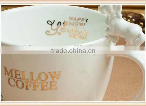 Ceramic New Year Mug in Horse Design Handle Mug photo-3