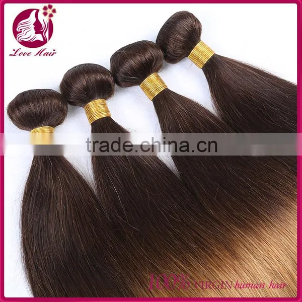 2016 Hot Selling !Two Tone Thick Bottom Factory Whoesale Wet And Wavy Ombre Colored Indian Human Hair Weave photo-5