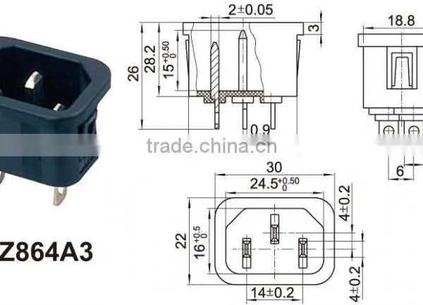 IEC Certificated Abs Universal Power Extension Socket,High Quality Female dc Power Jack,dvi Mini dc Power Connector photo-4