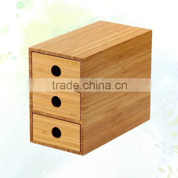2015 Economic Fashion Custom Wood Box 3 Layers Drawer Bamboo Storage Box photo-2