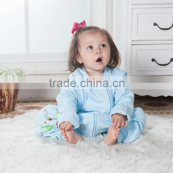 100% Cotton Anti Kicking Infant Child Foot Sleeping Bag Long Sleeve Without Filling Blue Style photo-4