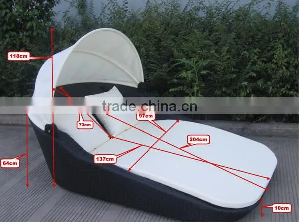 Rattan Lounge Daybed Canopy Covered photo-3