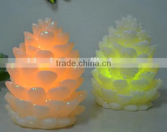 3.25" White Battery Operated Flameless LED Lighted Flickering Pine Cone Christmas Candle photo-3