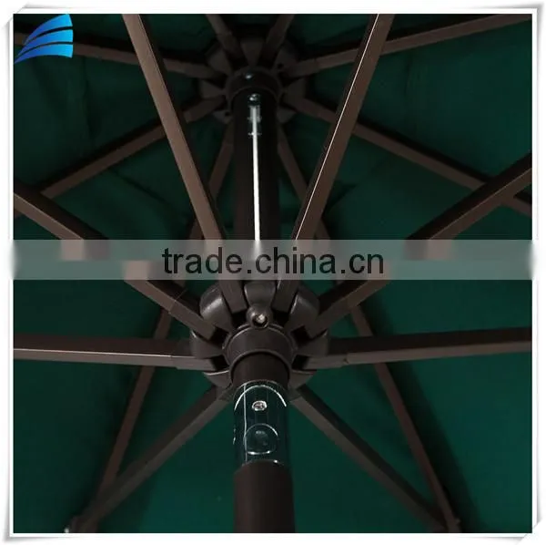 UV Resistant Treated Polyester Fabric, Waterproof,fade Resistant Patio Dark Green Garden Line Umbrella photo-5