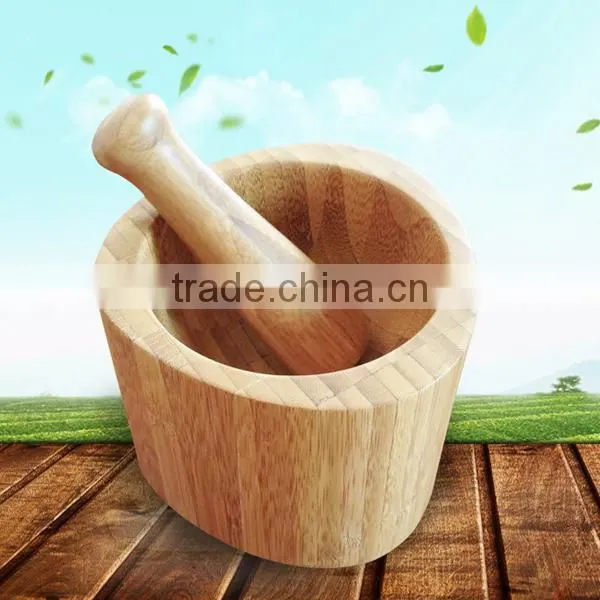 Natural Bamboo Wooden Food Processing Grinding Tank Hammer, Bamboo Wooden Garlic Bowl Easy To Use photo-2