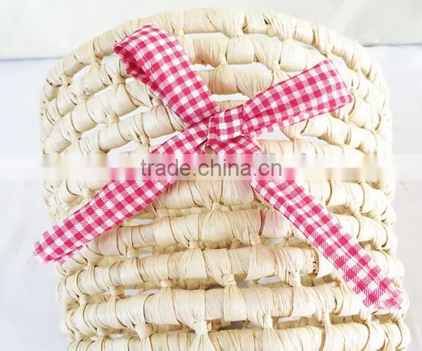 Mini Woven Cute Corn Husk Natural Gift Basket With Bowknot photo-5