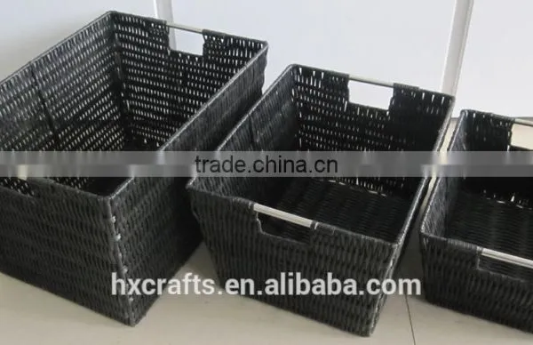 Hot Sell Set Of 3 Brown Rattique Storage Baskets photo-3