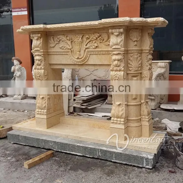 Beige Travertine Morden Indoor Used Decoration Marble Fireplace Mantel for Sale photo-5