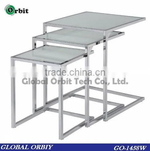 Home Furniture Steel Center Table Modern Glass Nesting Table photo-3