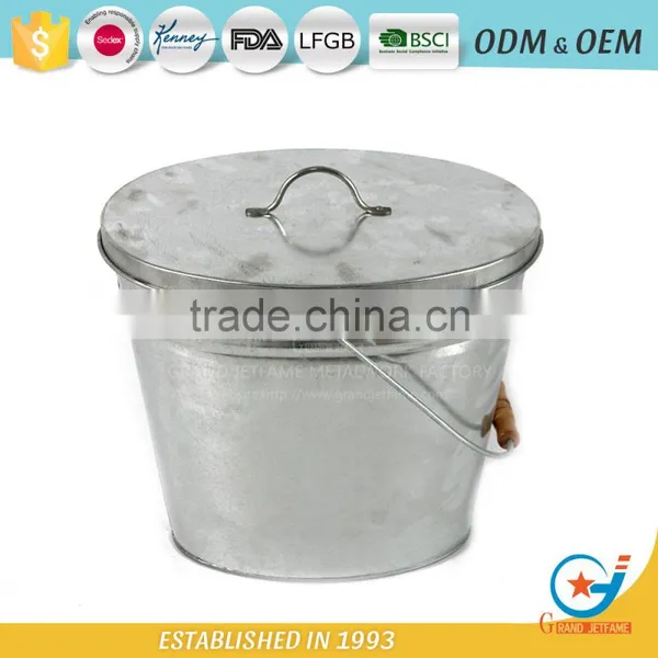 Galvanized Waste Collection Containers Metal Garbage Pail