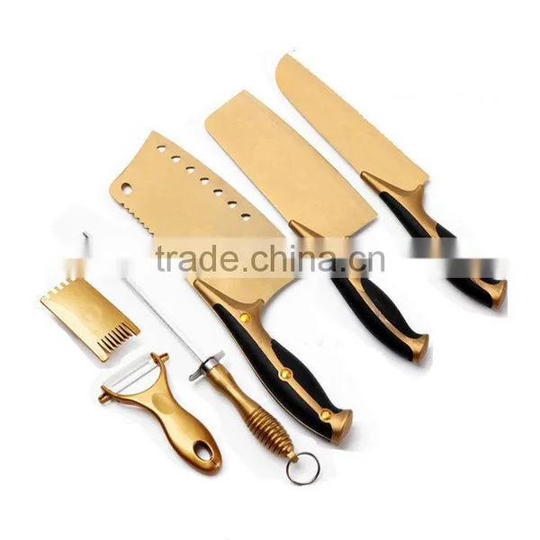Cheap Good Quality 6pcs Gold Kitchen Knife Set photo-2