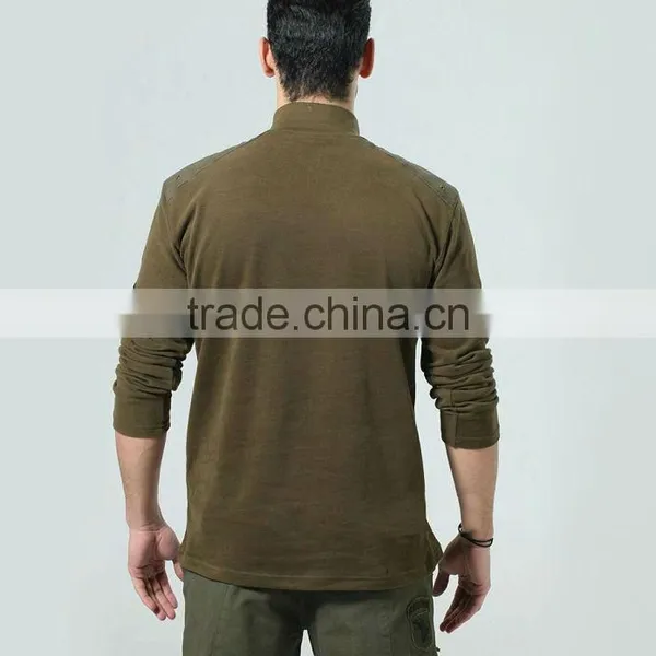 Men's 65% Polyester 35% Cotton With Logo Patch Zipper Collar and Pocket Military Polar Fleece Jacket photo-2