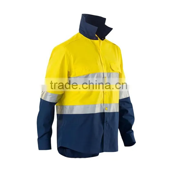 Long Sleeve High Vis Reflective Cotton Shirts for Work Mens Shirts photo-3