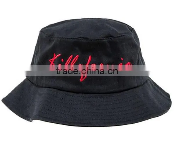 2015 New Design OEM 100% Cotton Black Bucket Hat photo-3