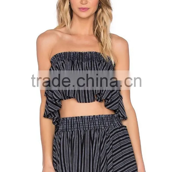 2016 Ruffle Layers Elasticized Two Piece Women Clothes photo-2