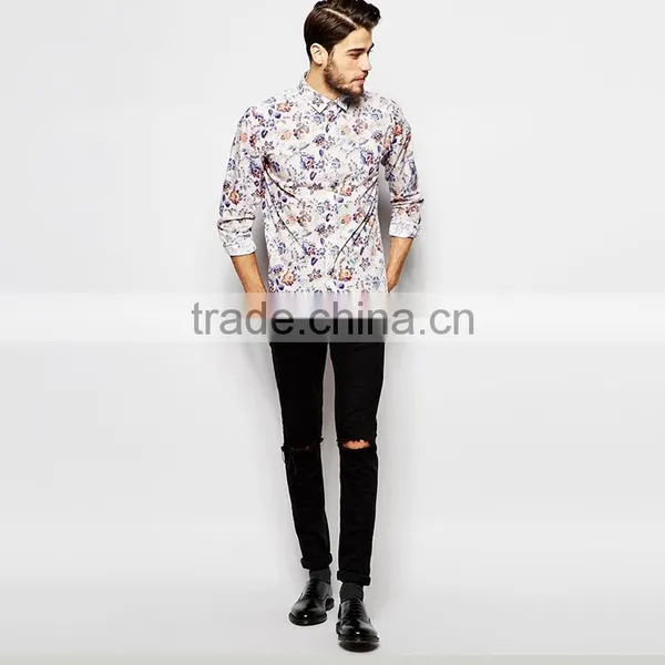 Latest Spread Collar Shirt 100% Cotton All Over Floral Print Hawaiian Shirt photo-4