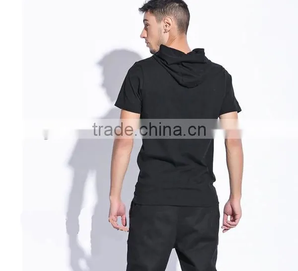 High Quality Custom Cotton/polyester Short Sleeve Pullover Hoodie photo-2