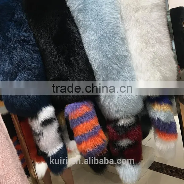Long Luxurious Luxury Real Hair the Whole Skin Fight Color Fox Fur Scarf Collar Winter New Wild Thick Fur Fox Fur Tail Shawl photo-2