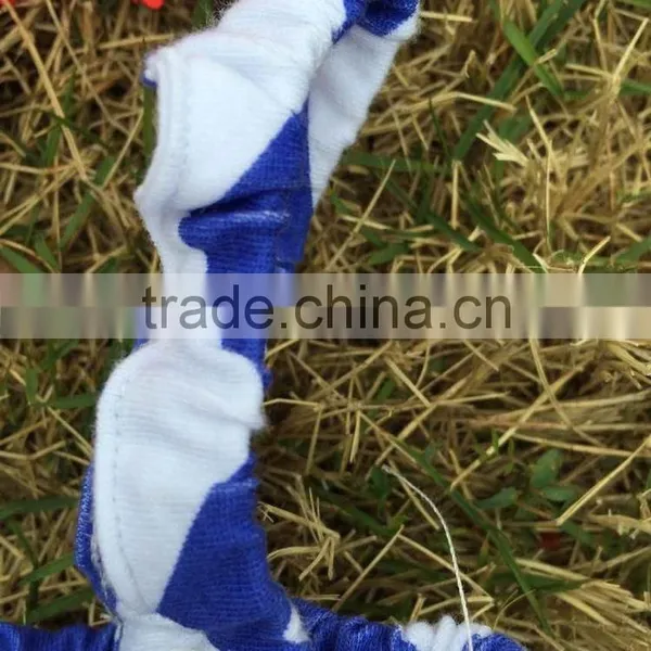 2015 Baby Girls 4th of July Blue Chevron Cotton Romper With Matching Necklace and Bow Set photo-4