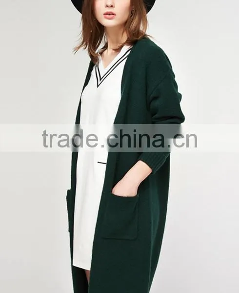 High Quality Popular Sweater Women Knit Ladies Long Coat Design With Pocket photo-3