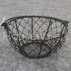 Wire Round Basket, Rusted Brown With One Collapsed Handle, Suitable for Packing and Storage