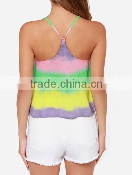 Tie Dye Brazil Tank Top, Wholesale Rainbow Tank Top Women photo-4