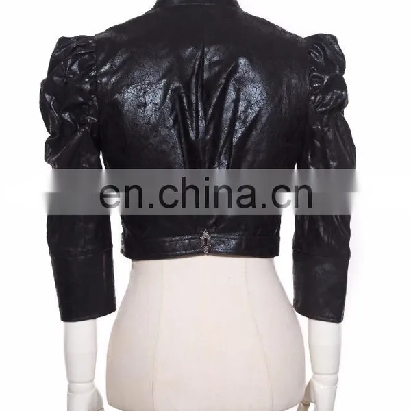 Gothic Fetish Synthetic Leather Crop Top Jacket photo-3