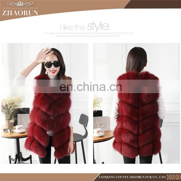 2016 Top Sell Real Whole Skin Fur Gilet Genuine Natural Fox Fur Vest Women photo-5