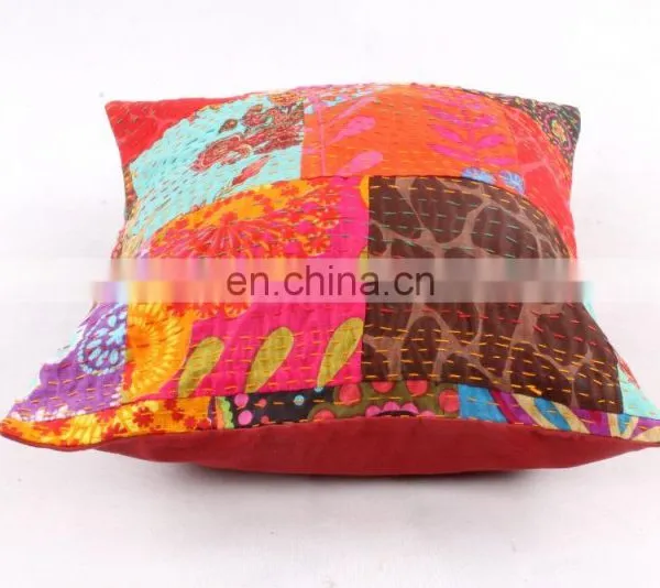 Cotton Handmade Multi Patch Work Ethnic Cushion Cover Throw Pillow Case photo-3