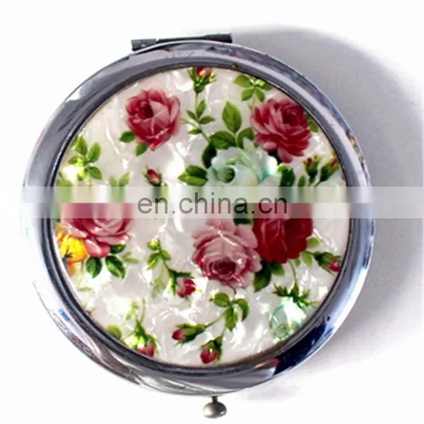 Promotion Gift Cheap Small Fancy Antique Flower Pattern Cosmetic Compact Disney Audited Mirror /Floral Pocket Mirror photo-3