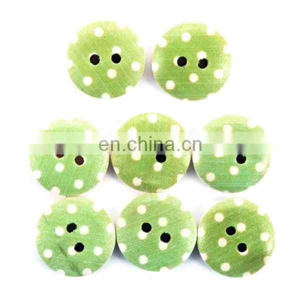 Mixed Multicolor 15mm 2 Holes Polka Dot Small Polka Dot Rustic Plaid Handmade Diy Accessories Small Wooden Buttons photo-3