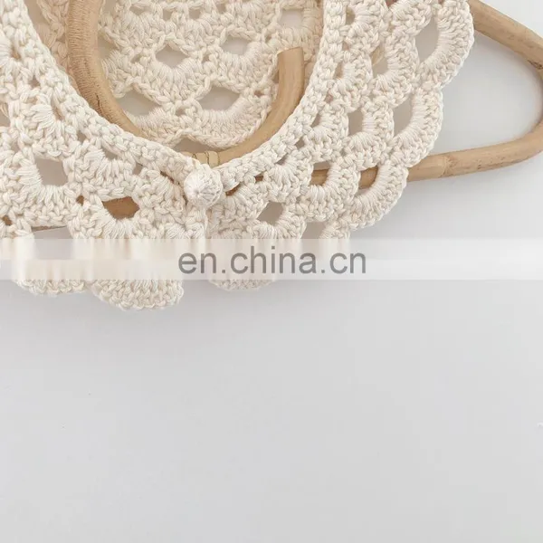 2020 Autumn New Ins Baby Girl Two-color Lotus Leaf Collar Wild Hand Hook Collar Female Baby Cotton Crochet Flower Collar photo-6